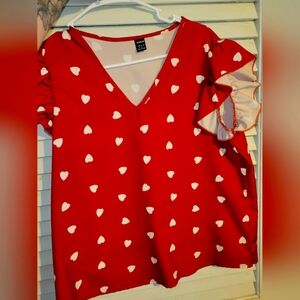 Women's Medium Red Heart Blouse